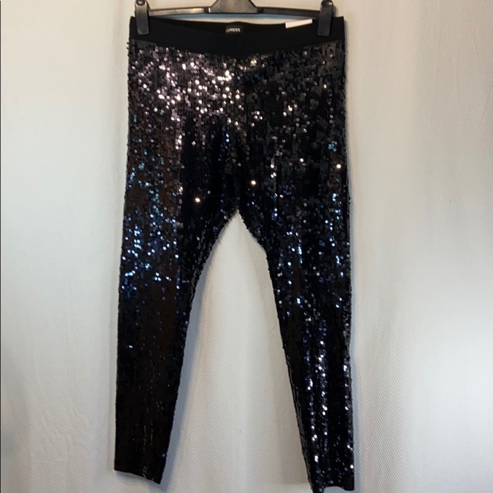 Express Black Glam Sequin Leggings